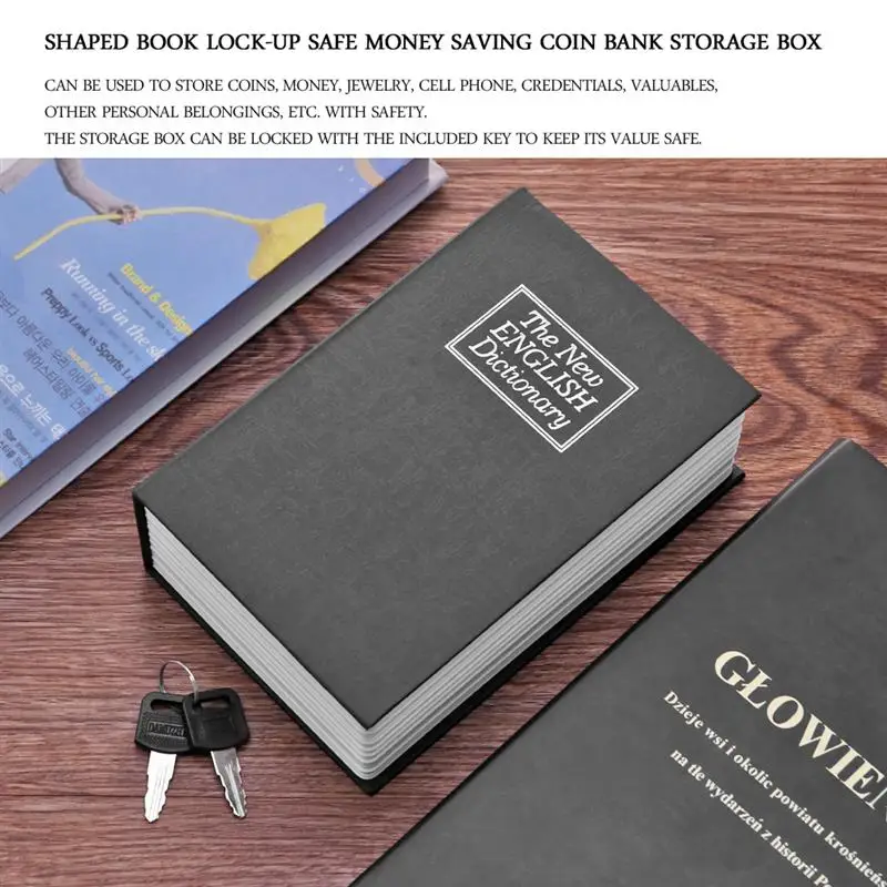 

Dictionary Book Piggy Bank With Lock Hidden Secret Security Safe Lock Cash Money Coin Storage Box Safe Deposit Box