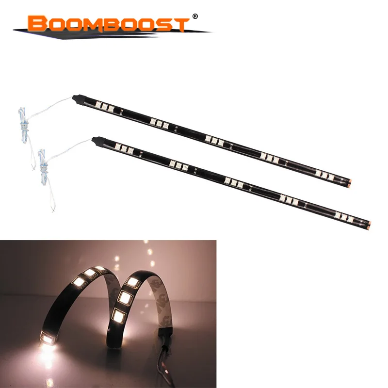 Buy one pair new arrival 12V 30CM led strips car smd 15 LED strip chassis soft article lamp traffic wheel light 5050 1.2W