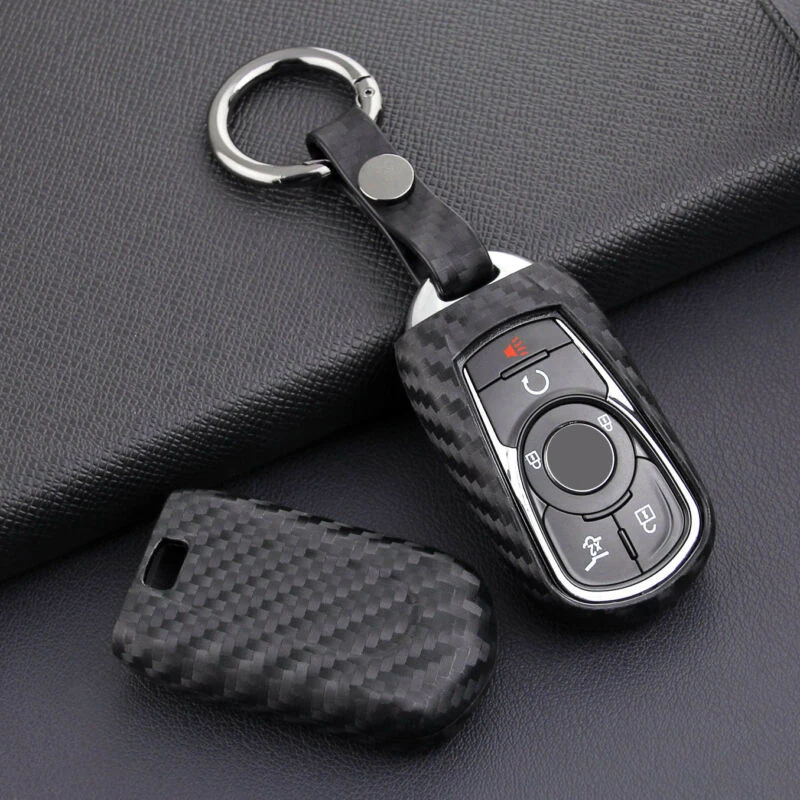 

1x Key Case with Key Ring For Bu-ick Carbon Fiber Smart Car Key Case Fob Cover Holder Shell Accessories