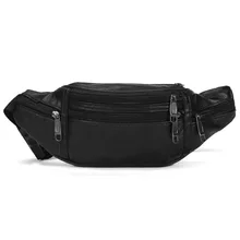 Мужская и женская многофункциональная поясная сумка с регулируемым ремнем, поясная сумка для покупок, спортивная сумка для телефона, кожаная черная Повседневная сумка на молнии