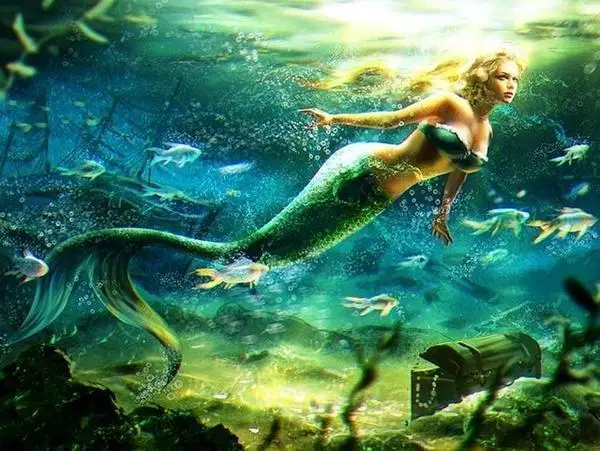 Full Drill Square Mermaid Swimming Diamond Painting Kit - DIY Cross Stitch Rhinestone Mosaic | Дом и сад