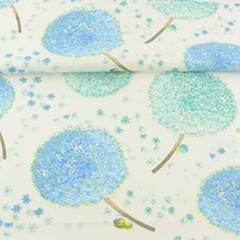 Quilting Patchwork Sewing Textile Bedding Cloth Printed Blue and Green Dandelion Designs Cotton Fabric Tecido Decoration CM