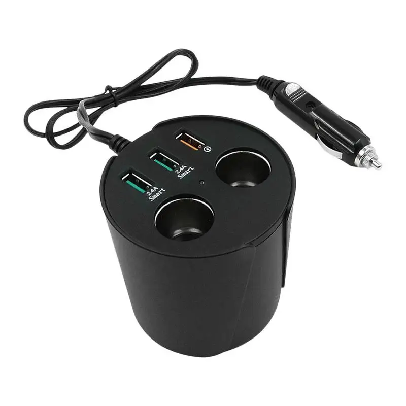 

Car Charger QC3.0 Fast Quick Charging Cupped Holder USB Smart Vehicle Charger Dual Socket Lighter Splitter Cigarette Ectender