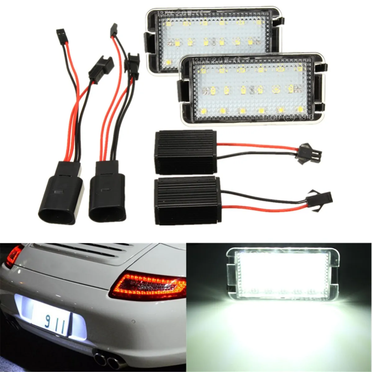 

Pair 13.5V 18 LED Licence Plate Light Number Plate Led Bulb Number Plate E8 For Seat Altea Arosa Cordoba Ibiza for Toledo