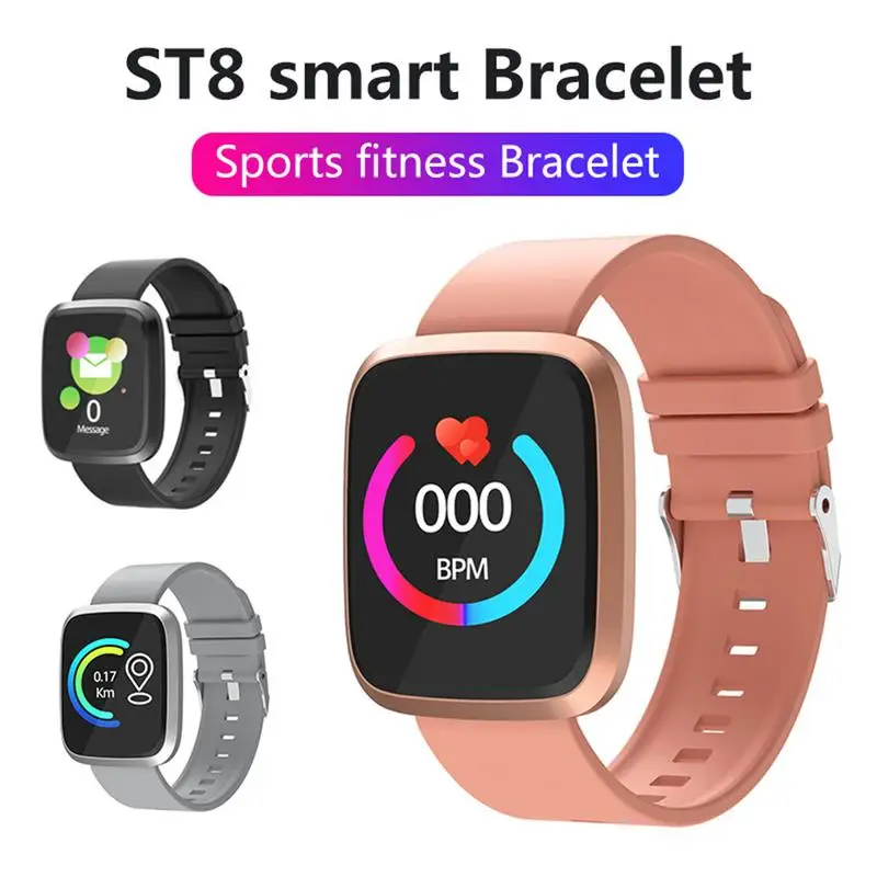 

ST8 Smart Wristband Large Color Screen Heart Rate Blood Pressure Detection Step Count Call Waterproof Sport Fitness Bracelet #DO