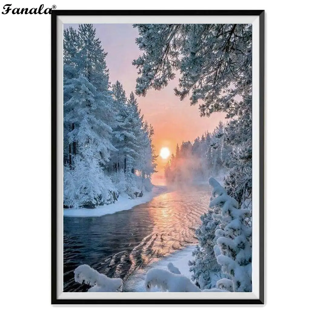 

DIY Landscape Embroidery Rhinestone Painting Cross Stitch Bedroom, Home, Office, etc. Drill Wall Decoration