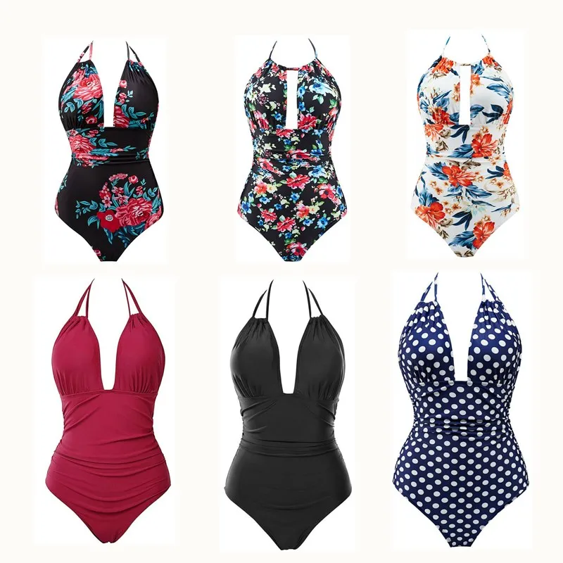 

Deep V-neck Swimsuits Women Push-up Bikini Set High Cut Bandage Floral Print Swimsuit High Waist e Swimwear Bathing Suit