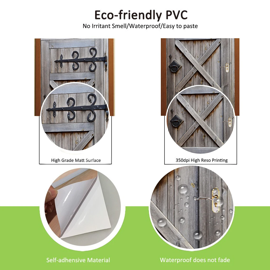 Etiqueta engomada del Mural de la puerta 3D autoadhesiva mate papel pintado impermeable no tóxico Durable de la puerta DIY vinilo etiqueta del hogar pegatinas de puerta
