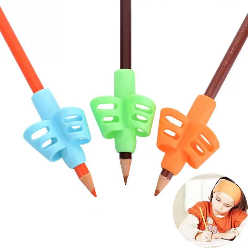 3 шт./компл. детей карандашница инструменты захват для помощи в письме силиконовый два пальца эргономичный коррекции осанки ручка держатель для карандашей