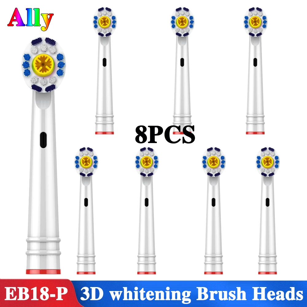 

8PCS EB18 3D Whitening Electric Toothbrush heads Replacement For Braun Oral-B Triumph Vitality D8011 D100 Toothbrush Heads