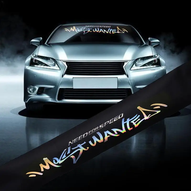 

New Laser Reflective Letters 8 x 52 PVC Windshield Banner Strip Racing Stripe Front Rear Window Car Sun Visor Decor Stickers