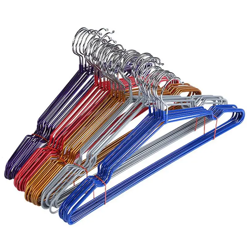 10pcs Non Slip Metal Hangers Space Saving Clothes Hangers Drying Rack