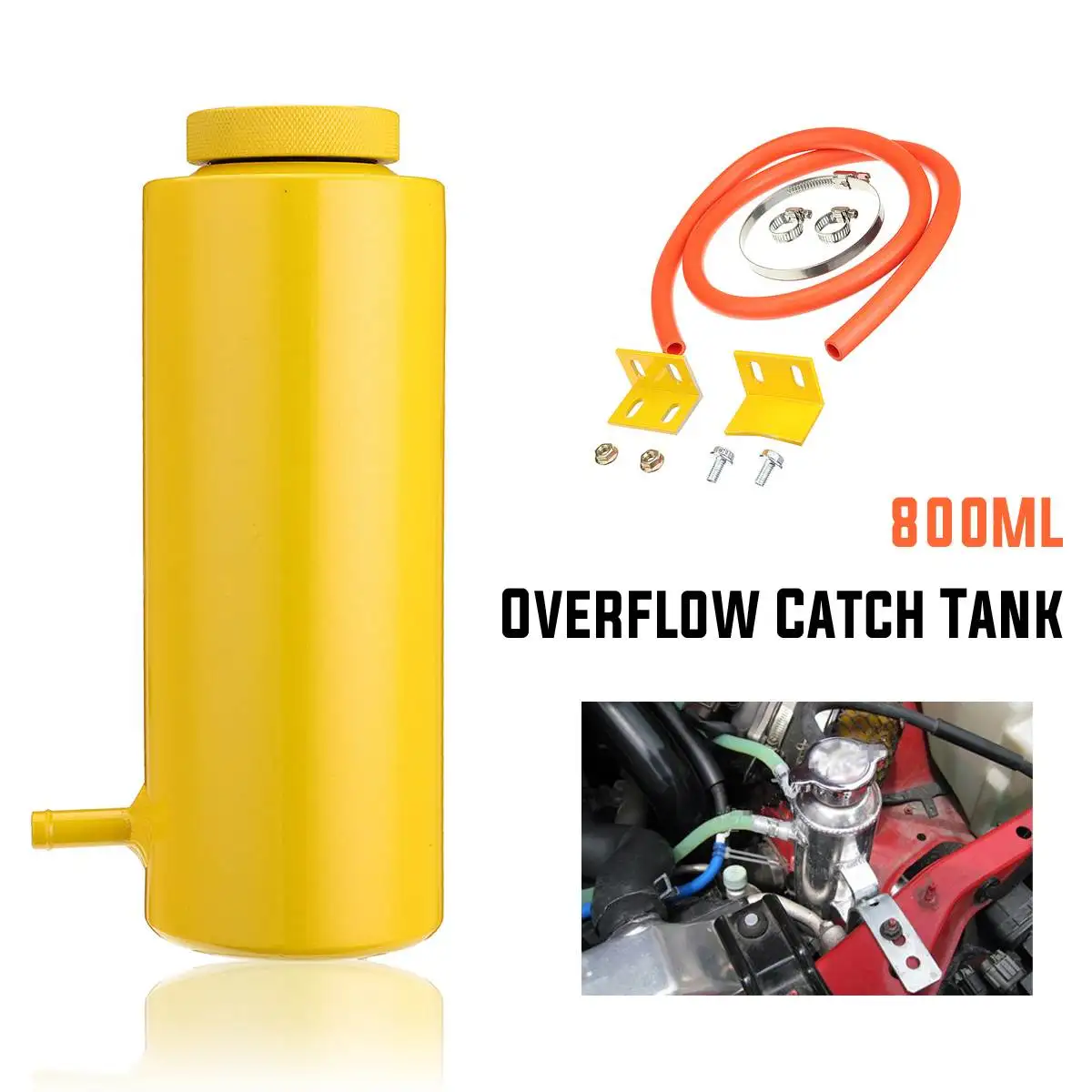 

800ML Cylinder Radiator Overflow Reservoir Coolant Tank Universal Can Car Overflow Radiator Coolant Tank Can Cylinder Alloy Kit