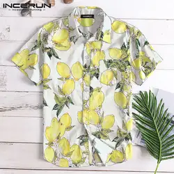 Мужской одежды Harajuku пляжные Для мужчин футболка рубашка Camisa Hombre яркая рубашка платье с короткими рукавами и лацканами Кнопка свободные 5XL