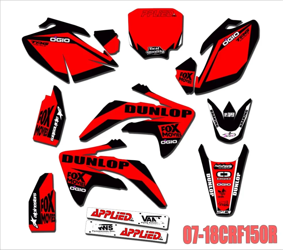 

Custom Number GRAPHICS BACKGROUNDS DECALS STICKERS Kits for Honda CRF150R CRF 150R 2007 2008 2009 2010 2011 2012 - 2018 CRF150 R