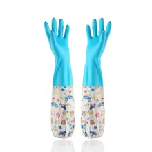 2 предмета прочная водонепроницаемая Бытовая перчатка для мытья посуда уборки ПВХ стиральная перчатки