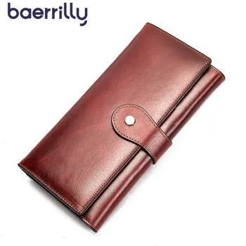

Quality Women Wallet Long Clutch Bags 100% Genuine Leather Money Pocket Coin Purse 12 Card Holders Women Wallets With Phone Case
