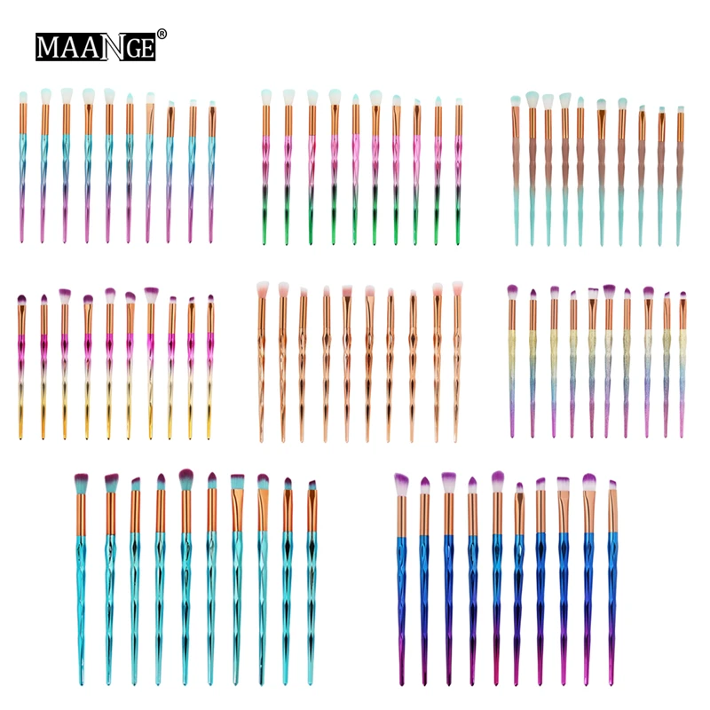 

10Pcs Diamond Makeup Brushes Set Powder Foundation Eye Shadow Blush Blending Cosmetics Beauty Make Up Brush Tool Kits