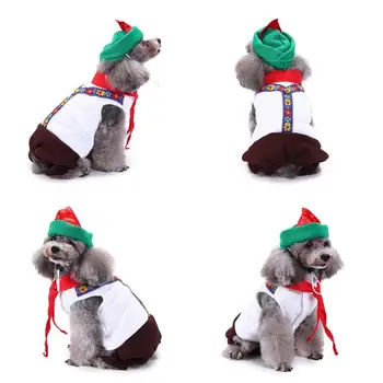 

Creative Dog Tie Costume Puppy Suit Cap Halloween Christmas Pet Clothes Set E#CH