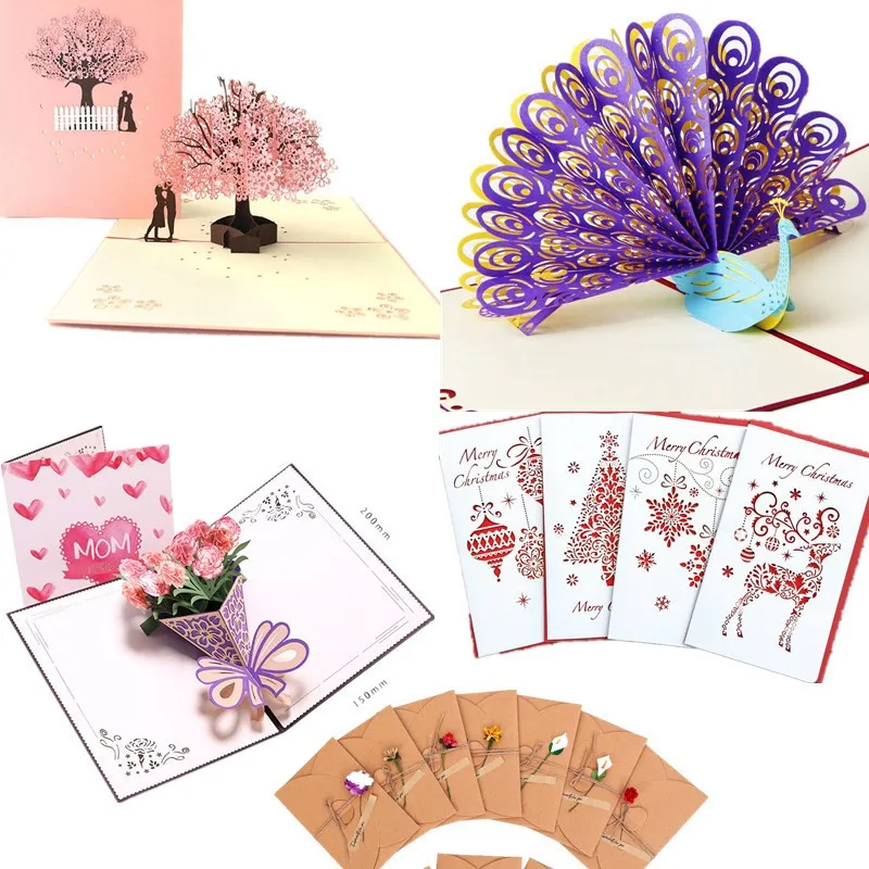  3D Pop Up Greeting Card Handmade Happy Birthday Christmas Card Gifts Postcards Gifts Card With Enve - 32996599575