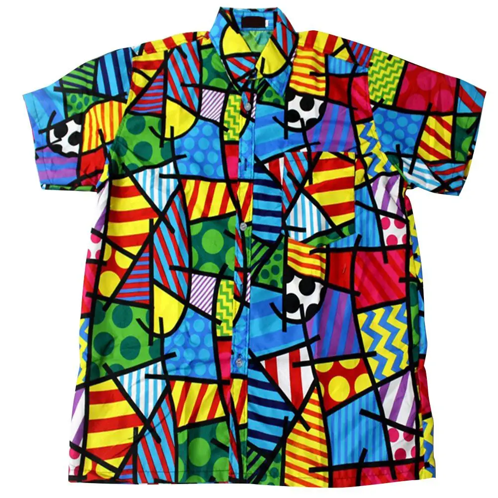 MISSKY-Camiseta de playa Unisex, camisa de manga corta de Color vivo, Tops hawaianos informales para amantes, novedad de 2019
