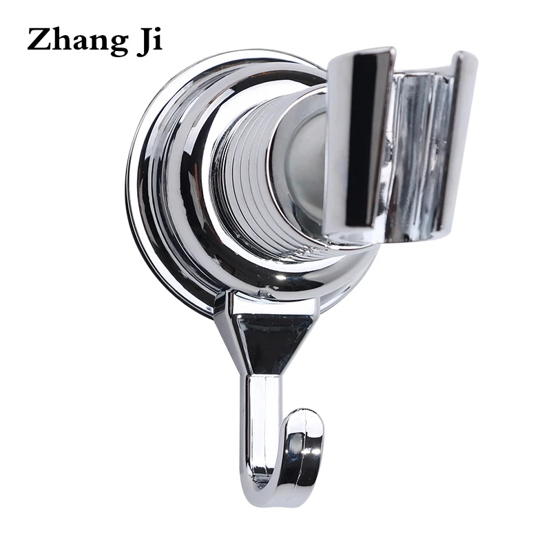 

ZhangJi Multifunction Aluminum Chrome-plate Shower Holder Suction Cup Design Bathroom Accessory Shower Head Holder with Hook