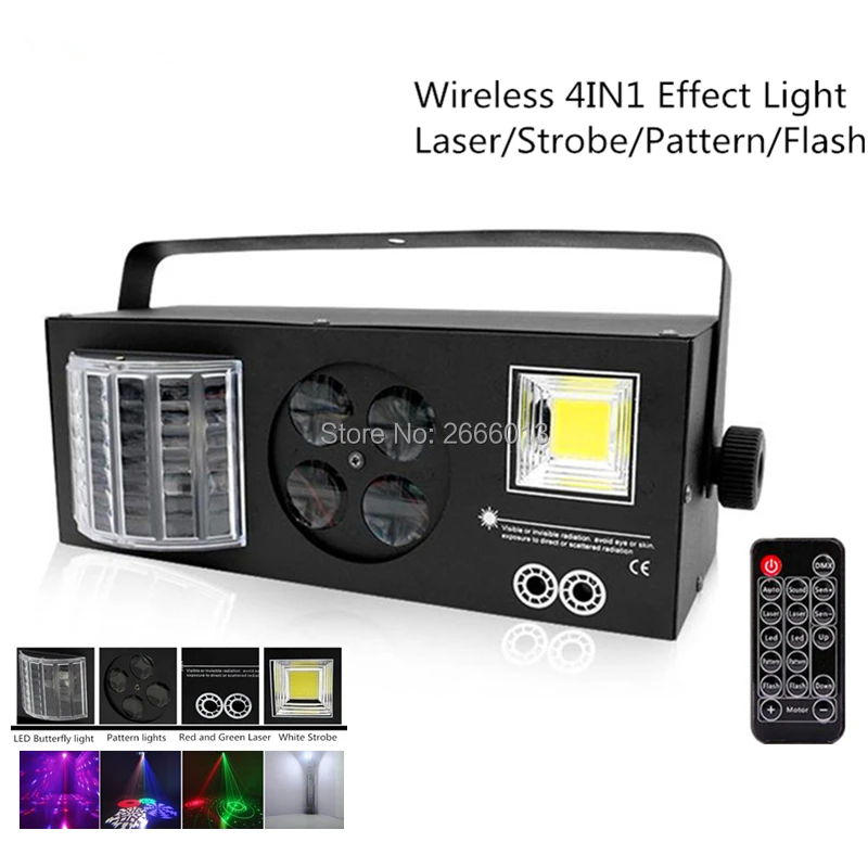 

With Wireless Remote Control 4in1 RG Laser Gobos Mixed Strobe Stage Light RGBWY Beam DMX LED Light Lamp For DJ Disco Home Party