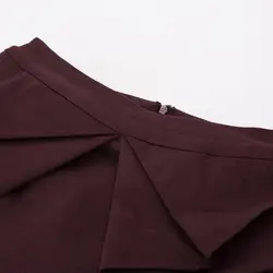 Рюшами Украшенные бедра-завернутый Для женщин Bodycon Карандаш Однотонная юбка по колено