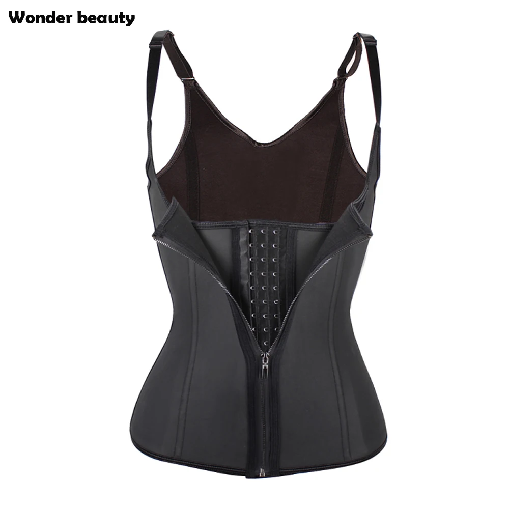 

2016 Latex Waist Trainer Zipper Vest Shapewear Women Body Shaper Corset For Weight Loss Slimming Plus Size Training Cincher Belt