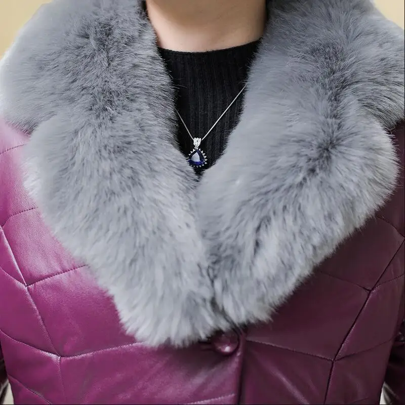 Bas Mince Taille Top Qualité Chaud De Nouvelles Fourrure Coton Vers burgundy purple Black Vestes Cuir Femmes En Faux 2017 Col Manteaux Grande red Le D'hiver Manteau qPqwp0Hx