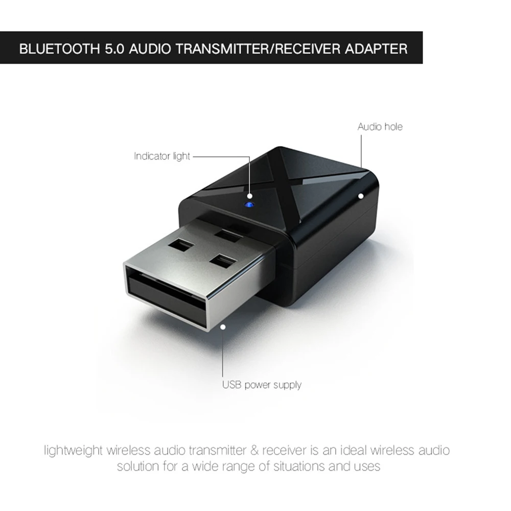 USB Bluetooth передатчик и приемник 2-в-1 беспроводной аудио адаптер Bluetooth 5,0