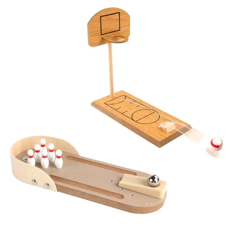

Wooden Desktop Bowling Basketball Game Parent-Child Interactive Family Fun Table Entertainment Game Toys For Children Kids Gift