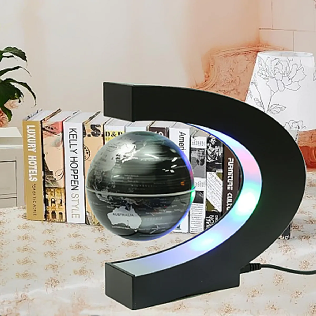 

C Shape LED World Map Decor Magnetic Levitation Floating Mova Globe School Geography Teaching Resources Home Office Decor Gift