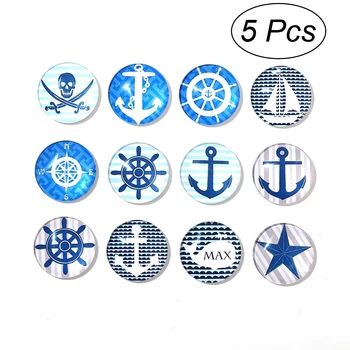 

5pcs Refrigerator Magnet Home Decoration Accessories Paste Arts Crafts Random 5 Assorted Designs 30mm (Nautical Anchor and Helm)