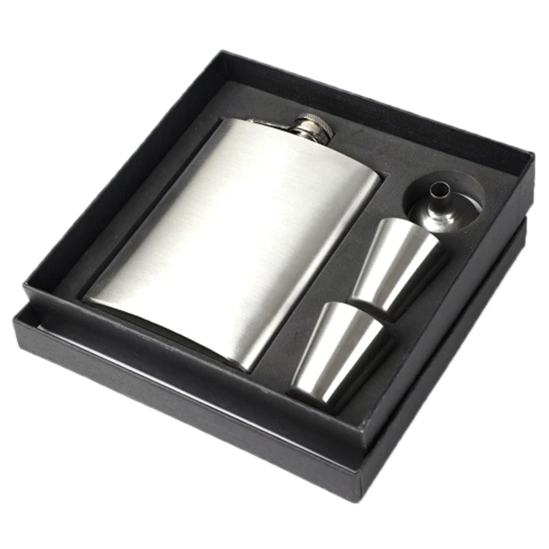 

Portable 8 Oz Stainless Steel Hip Flask Pocket Drinkware Flagon Gift Package Whiskey Wine Pot With Wine Cup Funnel Liquor Jugs