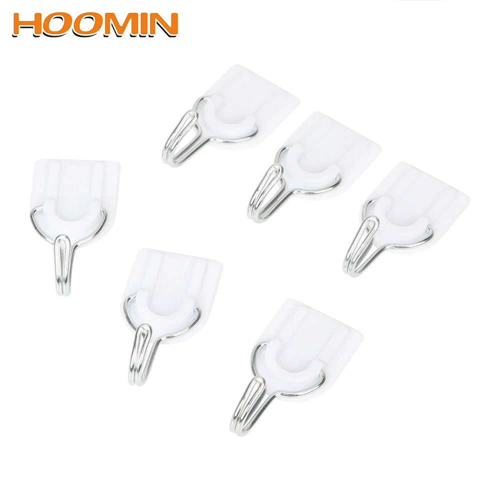 

6pcs/set Creative Wall Mounted Strong Adhesive Hook Stainless steel Kitchen Bathroom Door Sticky Hanger Holder White Hooks