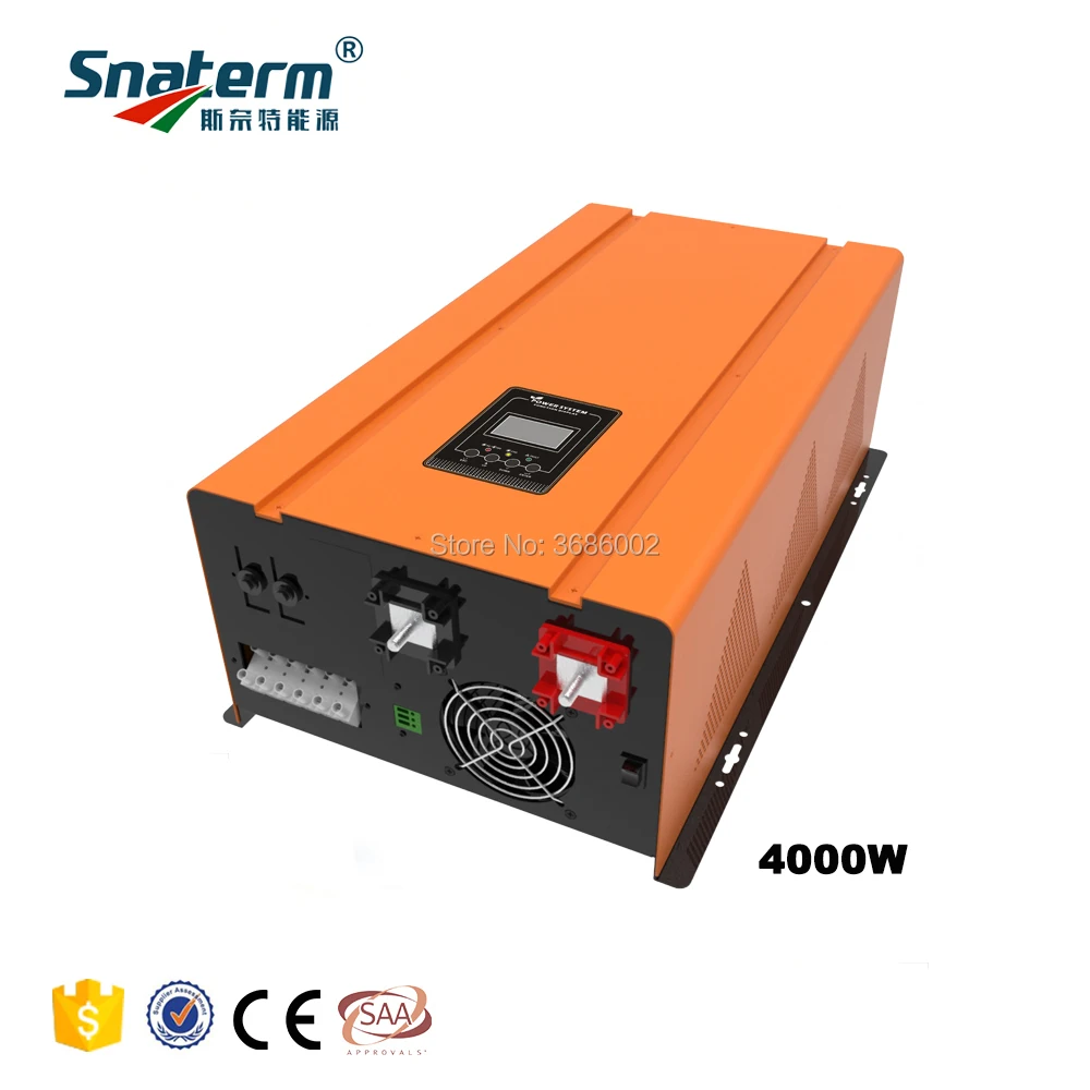 

4000W Pure sine wave Combined Inverter & Charger 12KW Surge Power DC24V 48V to 200-240VAC 50HZ60HZ UPS Inverter with AC Charger