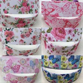 

1"(25mm)10 models flower rose butterfly Floral Printed Grosgrain Ribbon 10Y,Gift Wrap Decoration Tape DIY Garment Accessories