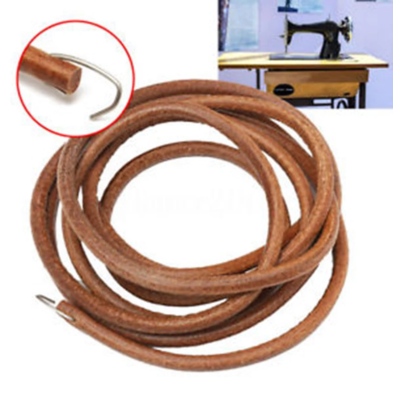 

72" 183cm Leather Belt Antique Treadle Parts + Hook For Sewing Machine
