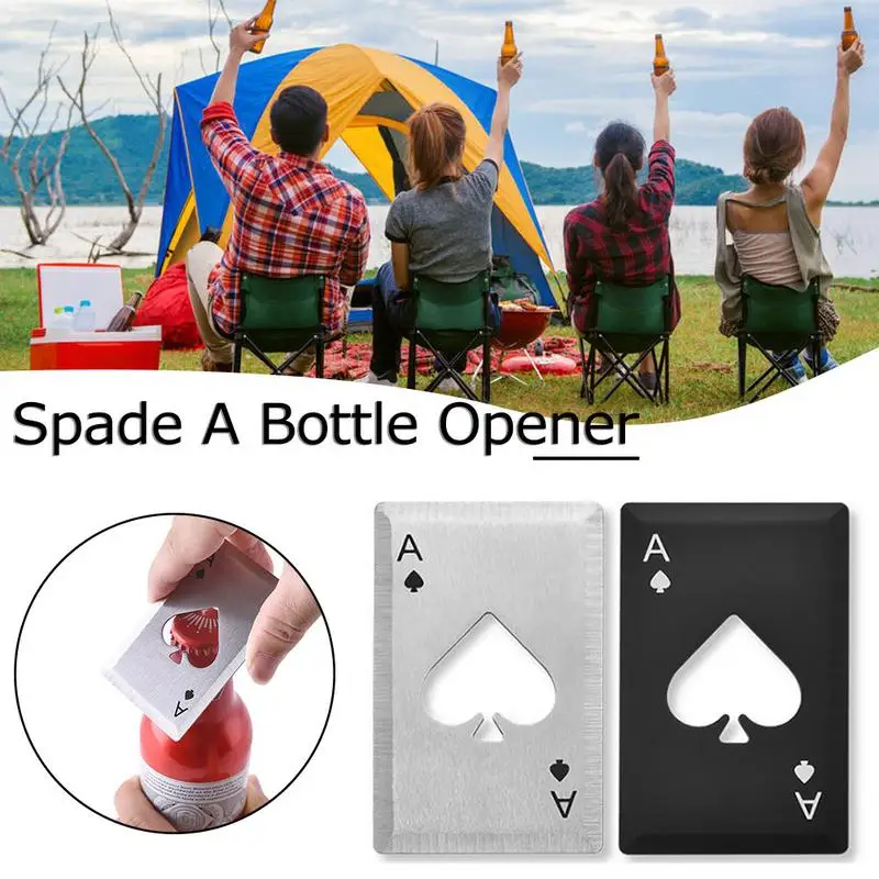 

2019 New Portable Stainless Steel Spade A Bottle Opener Poker-Shaped Playing Cards For Beer Bottle Opener Throwing And Cutting