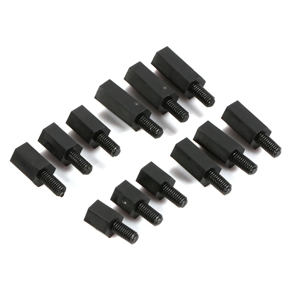 

100Pcs/Lot M3 Nylon Screw Nuts and Bolts Male to Female Black Nylon Standoff Round Head Nylon Spacer Black Assortment Kit
