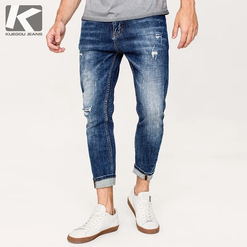 

Autumn Men Jeans Cotton Patchwork Embroidery Blue Pocket For Man Fashion Slim Fit Denim Pants 2018 Male Wear Long Trousers 8882
