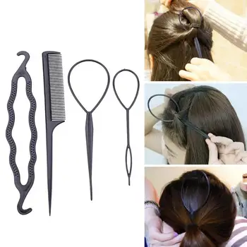

2/4pcs Hair Styling Tools Ponytail Braider Styling Tail Clip DIY Hairdressing Tools For Girls Hair Braider Hair Bun Plastic Loop