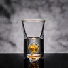 Top Grade Manual Crystal Shot Glass Built In Pure Gold Goldleaf Liquor Spirits Firewater Mini Wine Cups Wine Divider Gift Box ► Photo 2/4