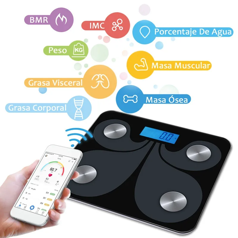 

Electronic Weight Bathroom Balance bluetooth LED Digital Body Fat Scale Bathroom Wireless Weight Scale Body Composition Analyzer