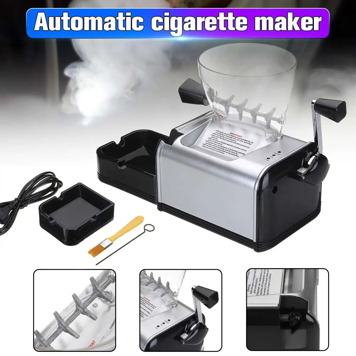  New 220V Automatic Electric Making Rolling Cigarette Machine Tobacco Roller Maker Inject 8mm Tube P