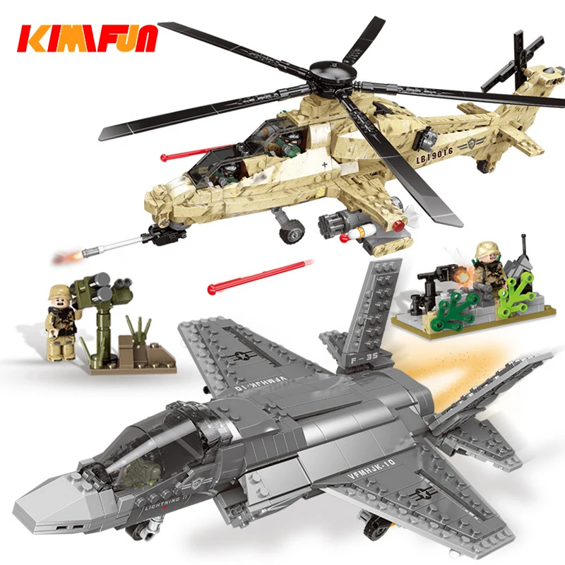 

749pcs Military Series Assemble Helicopter Model Bricks Toys Plane Building block Tool Sets Combat Aircraft Compatible