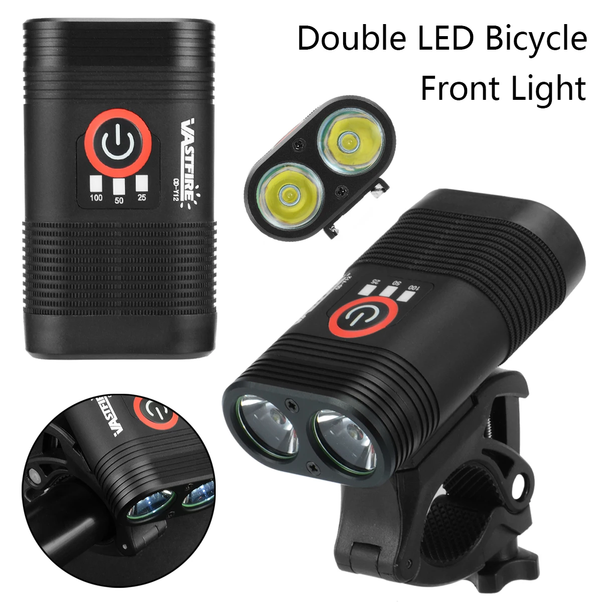 cheap Bike Light Bicycle Head Light Double LED USB Rechargeable Waterproof Bicycle Light Lamp Safety Warning Light For Night Riding