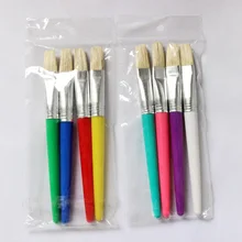 4 шт./лот, яркие цвета, щетина для волос, плоская головка, кисти для рисования, кисти для рисования, ручка для детей, сделай сам, граффити, товары для начинающих, товары для рукоделия