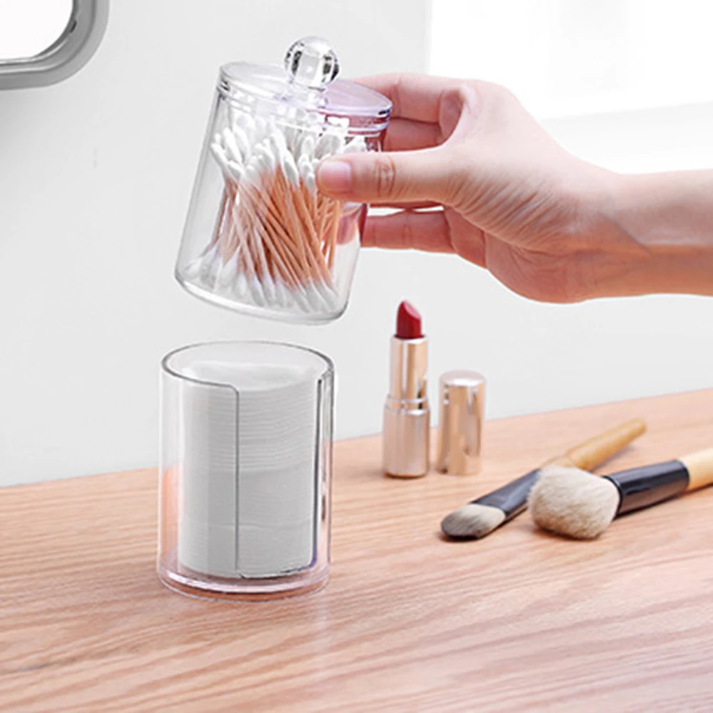 

Transparent Acrylic Cosmetic Box Makeup Organizer Storage Box Plastic Container Cotton Swabs Cotton Pad Holder
